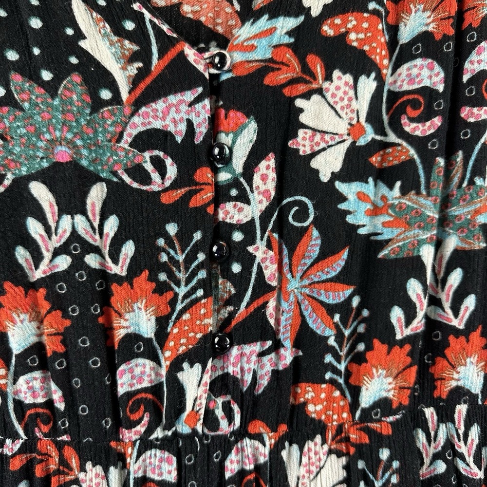 New York & Company Maxi Dress Women's M / L Black w/ Orange Blue Floral Print - Picture 9 of 10